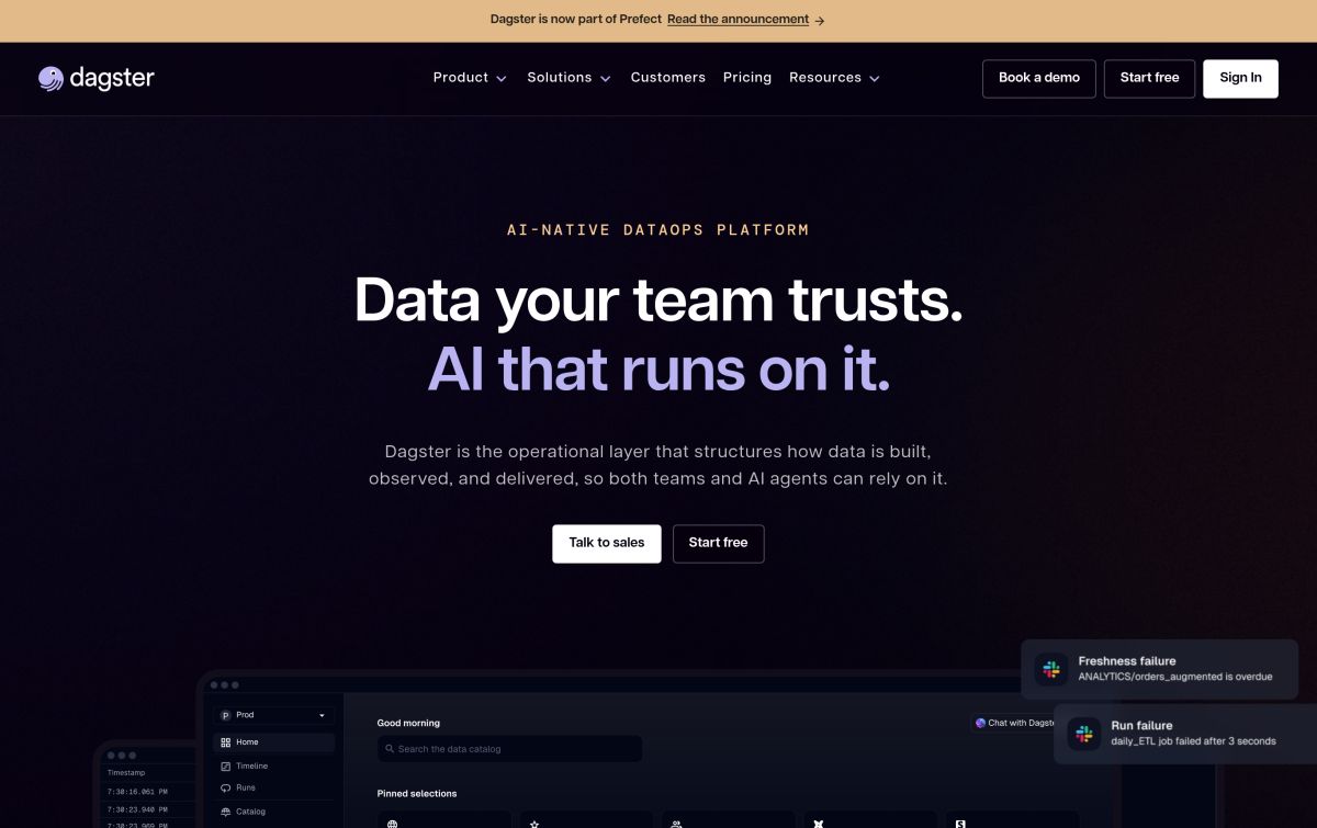 Dagster resmi web sitesinden görünüm