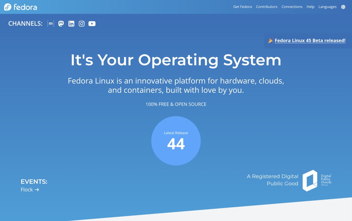 Fedora resmi web sitesinden görünüm