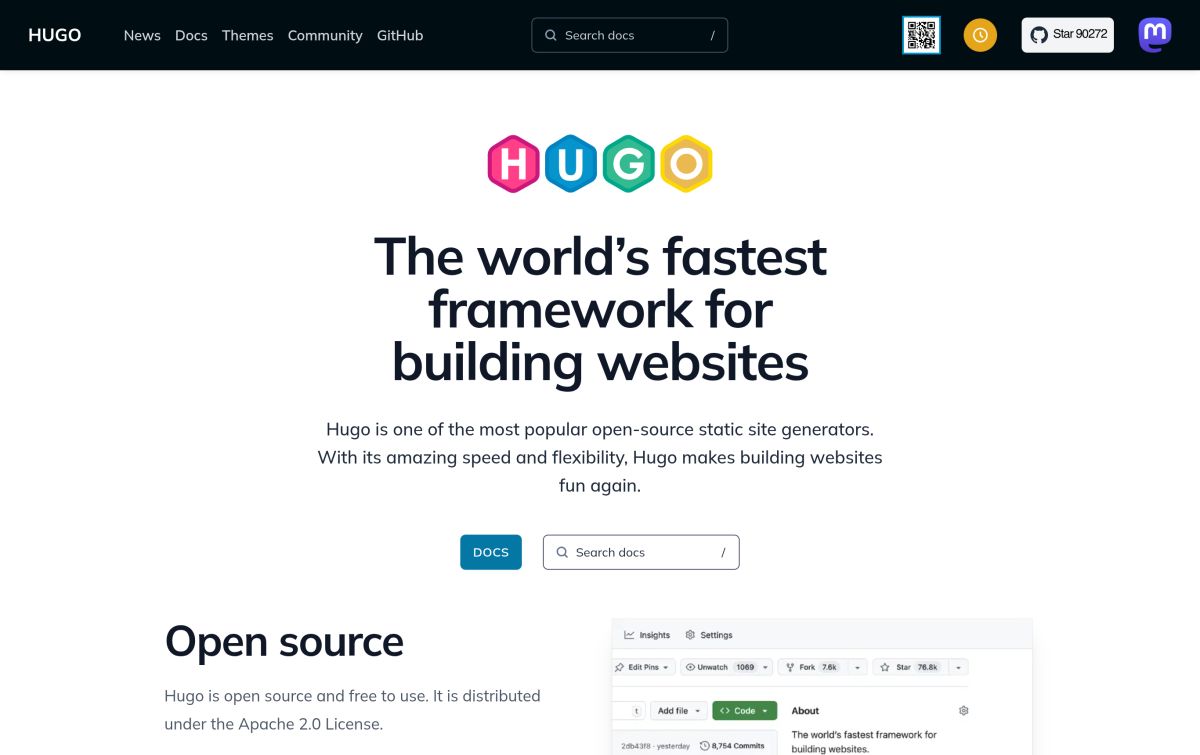 Hugo resmi web sitesinden görünüm