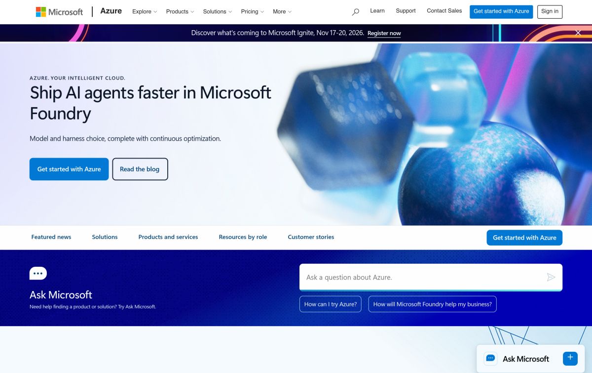 Microsoft Azure Speech-to-Text resmi web sitesinden görünüm
