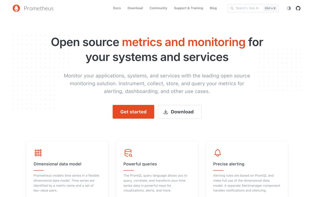 Prometheus Alertmanager resmi web sitesinden görünüm