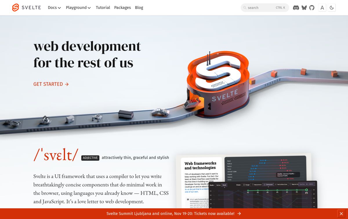 SvelteKit resmi web sitesinden görünüm